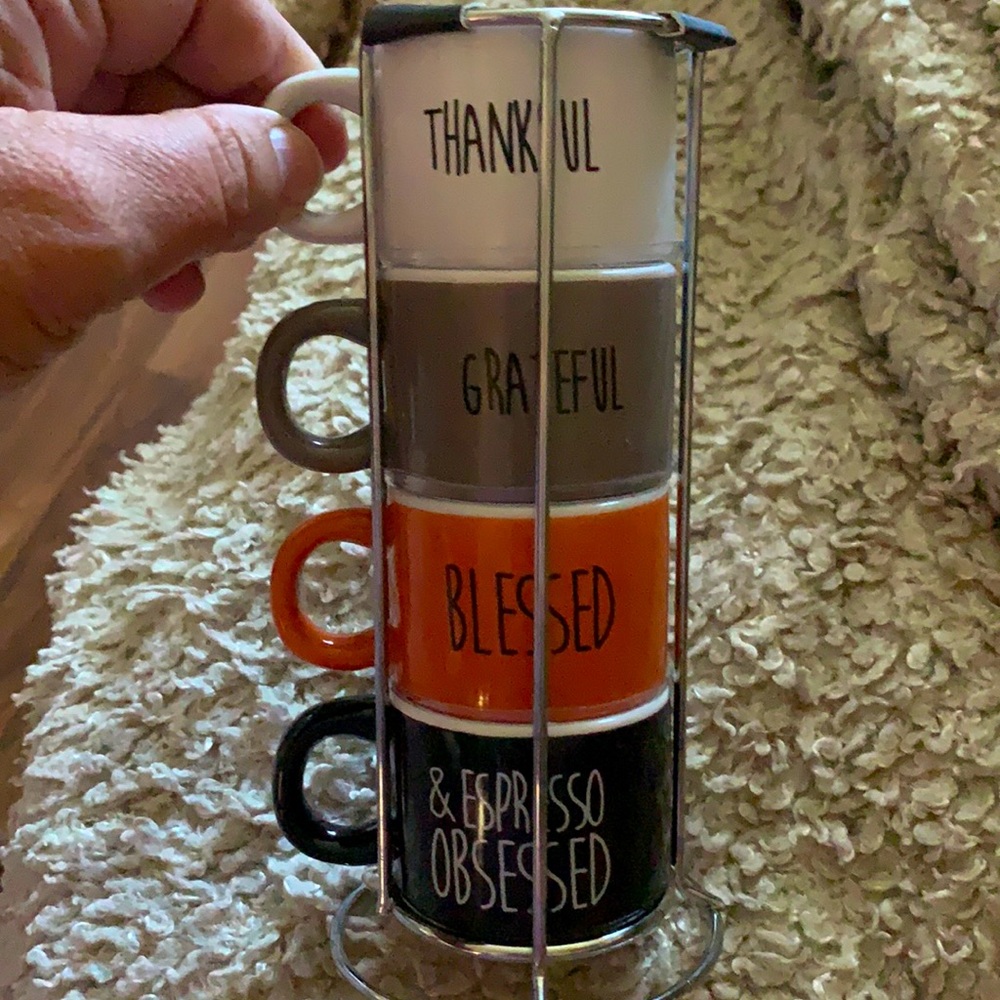 Set of 4 ceramic espresso mini mugs brand new